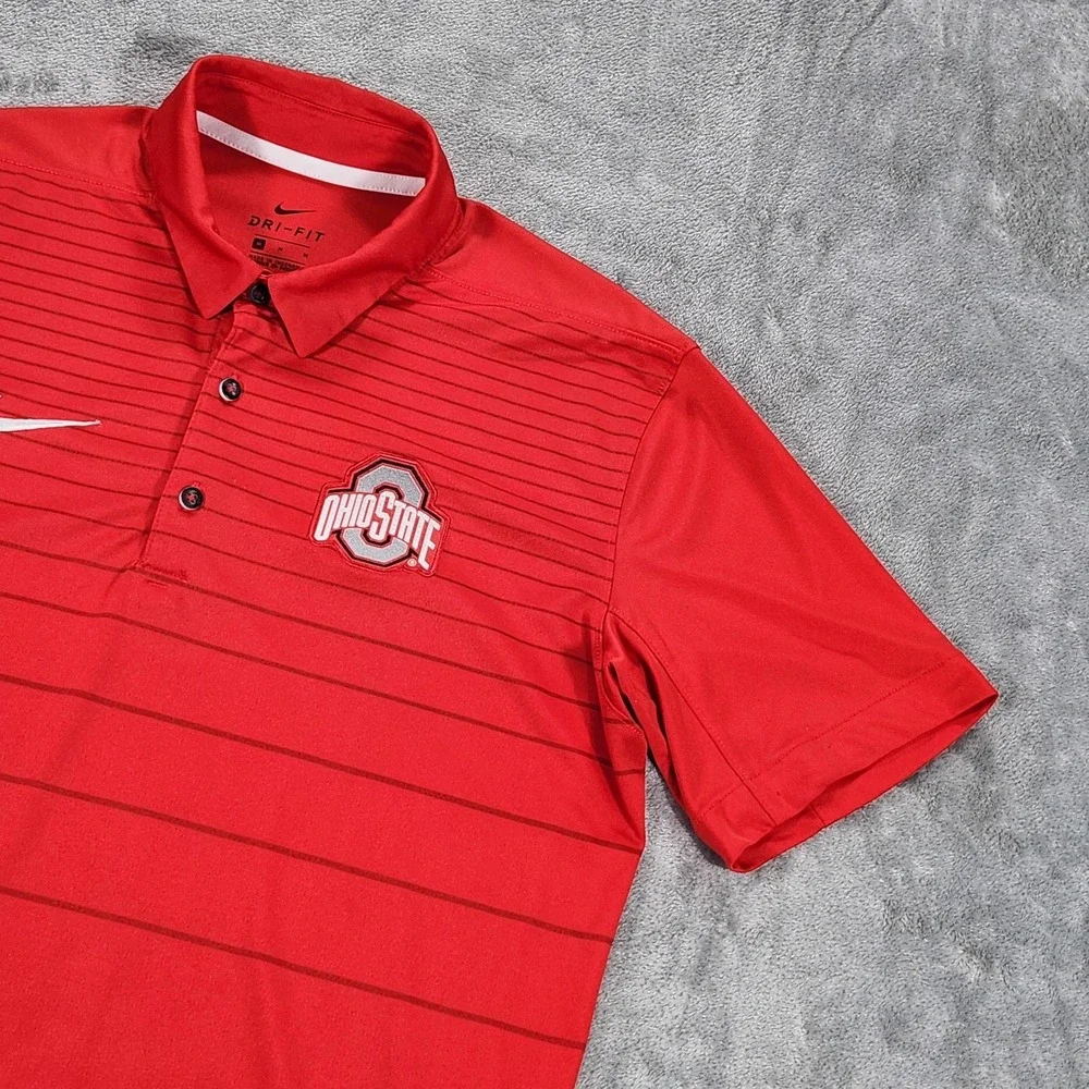 Ohio State Buckeyes Shirt Mens Medium Red NCAA Football Nike Dri‎ Fit Polo